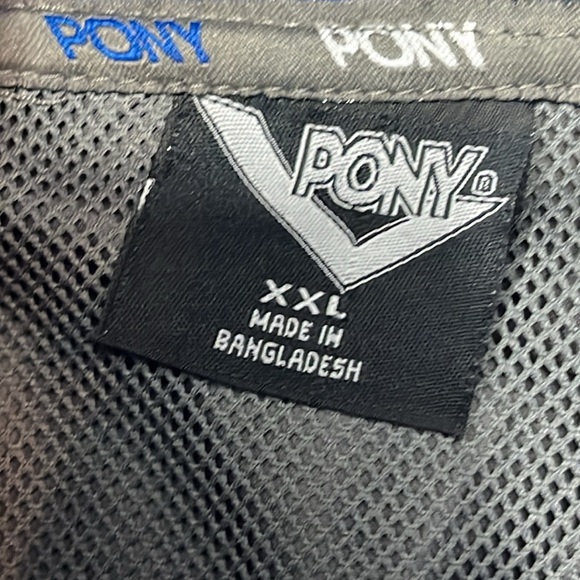 PONY GRAY zip Windbreaker jacket Drawstring hem Pockets blue white pony logo 2XL - Picture 13 of 16